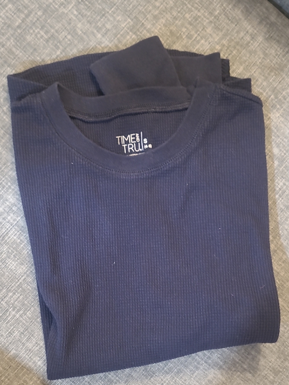 Time and Tru Navy Ribbed Long-Sleeve Women's Tee